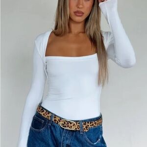 White Fox Straight Up Long Sleeve Bodysuit